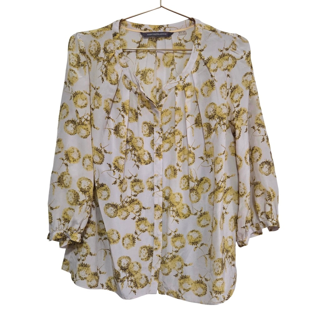 Boden Limited Edition Silk Floral Blouse with‎ Camisole Yellow White US 8